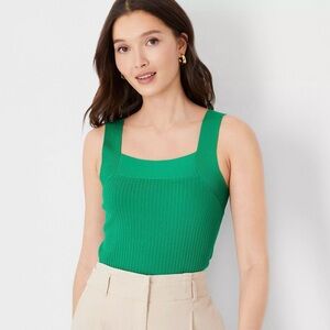 NWT Ann Taylor Ribbed Square Neck Sweater Shell Size L